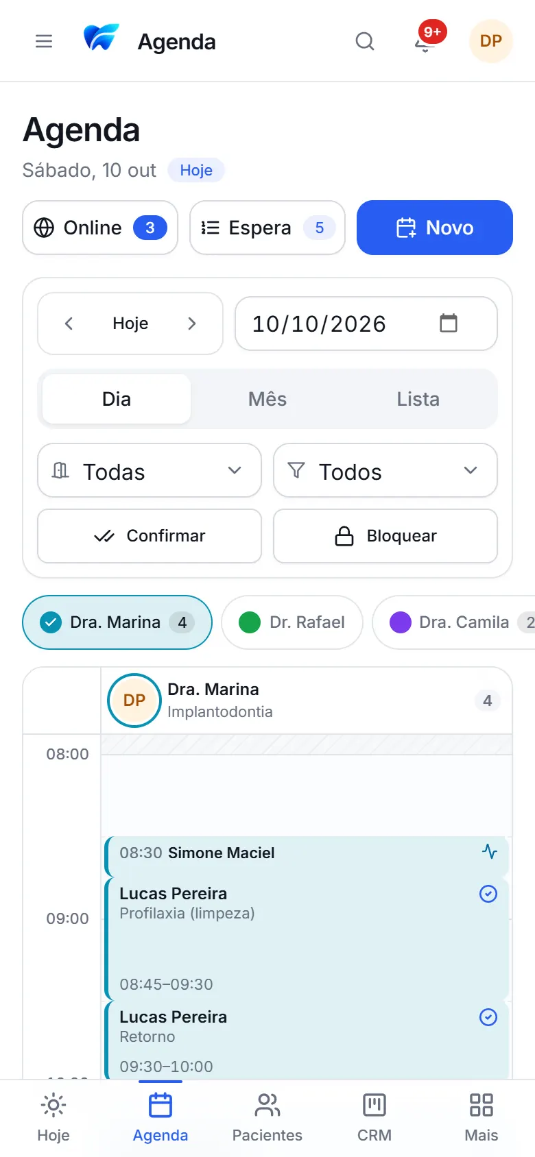 Agenda do OdontoFly no celular
